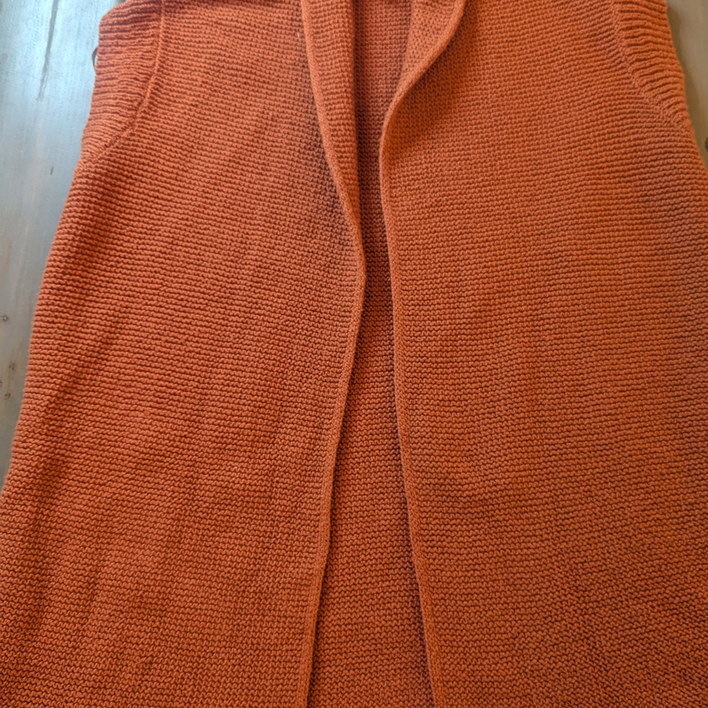 J Jill Cardigan L Petite Rust Shawl Collar Open Front Knit Sweater